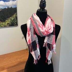 Red pink white blue scarf